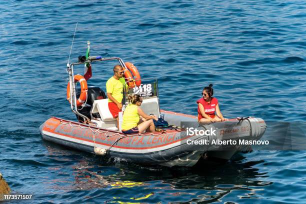 Water Ambulance Boat For First Aid In Mediterranean Sea Italy Stock Photo - Download Image Now