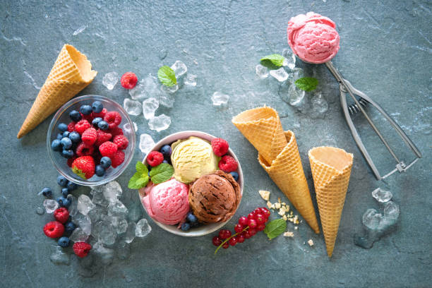 istock Various varieties of ice cream in bowl 1173571563
