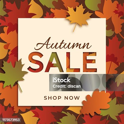 istock Autumn sale design for advertising, banners, leaflets and flyers. 1173573953
