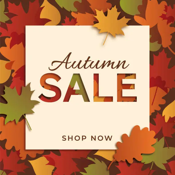 Vector illustration of Autumn sale design for advertising, banners, leaflets and flyers.
