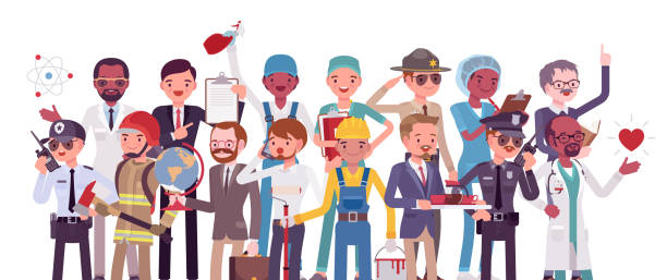 ilustrações, clipart, desenhos animados e ícones de profissões e postos de trabalho, profissões masculinas para a carreira - professor teacher scientist expertise