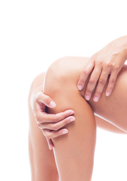 istock Female knee, studio, white background, joint disease concept, isolated on white. 1173583035