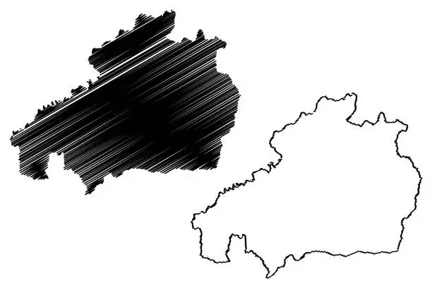 Vector illustration of Castelo Branco District (Portuguese Republic, Portugal) map vector illustration, scribble sketch Castelo Branco map
