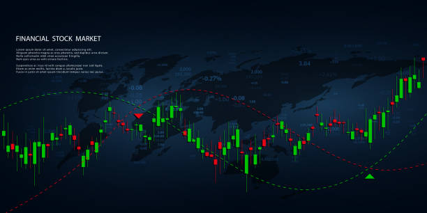 Economic graph with diagrams on the stock market, for business and financial concepts and reports. Japanese candles.Abstract vector background Economic graph with diagrams on the stock market, for business and financial concepts and reports. Japanese candles.Abstract vector background ticker tape stock illustrations