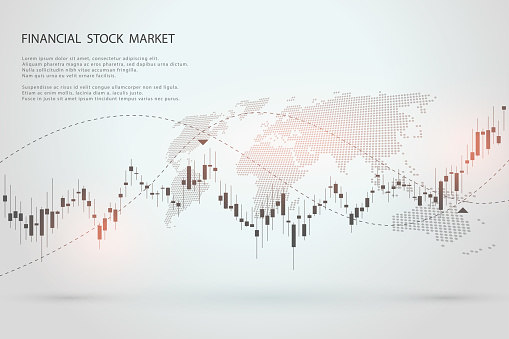 Economic graph with diagrams on the stock market, for business and financial concepts and reports. Japanese candles.Abstract vector background