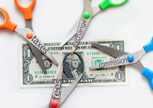 istock Net inome cuts concept, dollar bill cut-out 1173584403