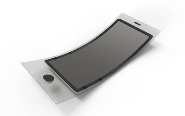 cool modern flexible mobile phone on a grey background 3d illustration