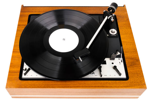istock Vintage turntable vinyl record player isolated on white 1173592221