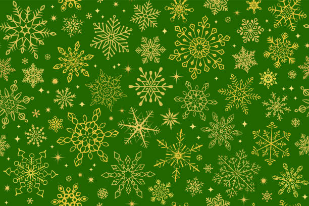 シームレスなスノーフレーク背景 - gift snow yellow christmas点のイラスト素材／クリップアート素材／マンガ素材／アイコン素材