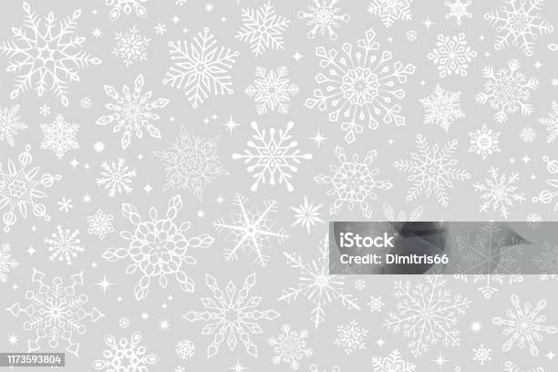 Бесшовный Фон Снежинки — стоковая векторная графика и другие изображения на тему Рождество - Рождество, Фоновые изображения, Снежинка