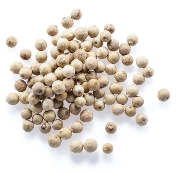 istock White peppercorns isolated on white background. 1173594791