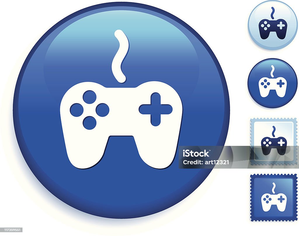 Видео игры контроллер на синюю кнопку - Векторная графика Brand Name Video Game роялти-фри