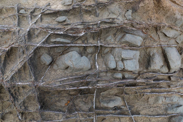 istock Natural volcanic stone texture. Rock texture with metal elements (Selective focus) 1173599071