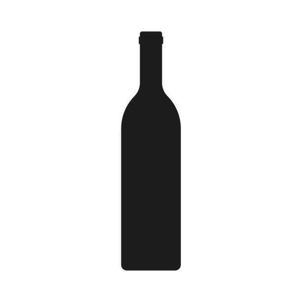 ilustraciones, imágenes clip art, dibujos animados e iconos de stock de icono de botella de vino aislado sobre fondo blanco. ilustración vectorial. - wine bottle