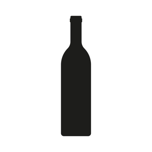 ワインの瓶アイコンが白い背景で隔離。ベクトルの図。 - foods and drinks equipment household equipment kitchen utensil点のイラスト素材／クリップアート素材／マンガ素材／アイコン素材