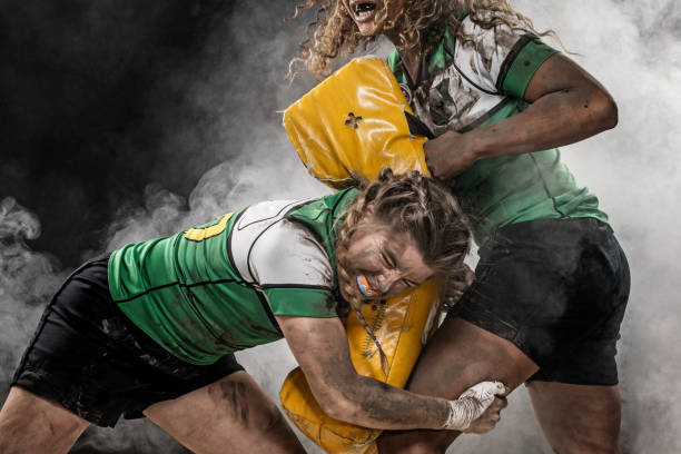 istock Two Female Rugby Players in a training session 1173600712
