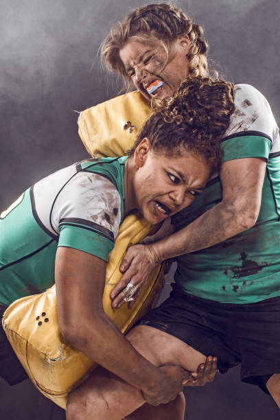 istock Two Female Rugby Players in a training session 1173600718