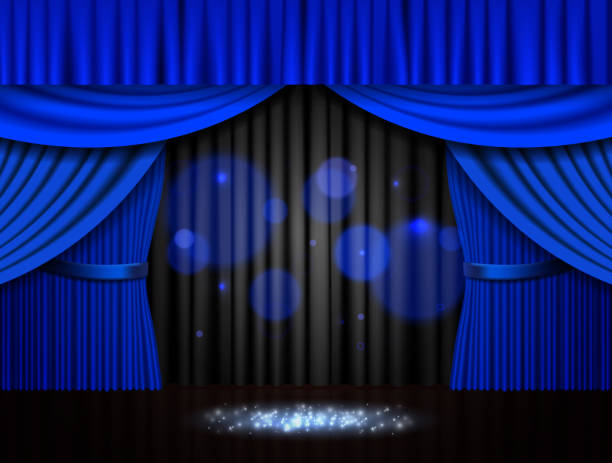istock Background with black and blue curtain. Design for presentation, concert, show 1173600777