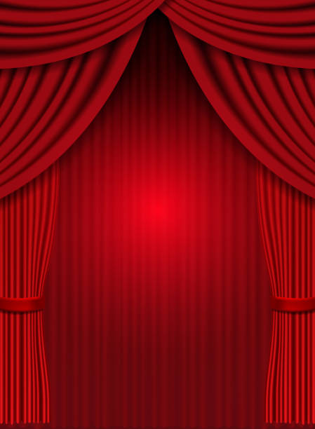 Background with red curtain. Design for presentation, concert, show vector art illustration