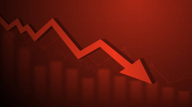 istock abstract financial chart with downtrend line graph and arrow in stock market on red colour background 1173601577