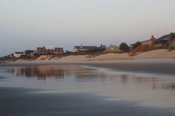 Early morning at the Atlantic beach. stock photo