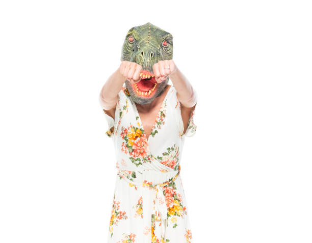 istock Female dinosaur in long dress 1173606070