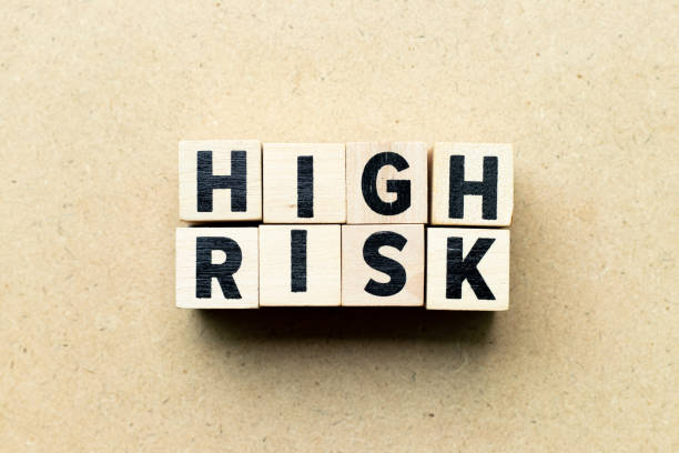 istock Letter block in word high risk on wood background 1173606300