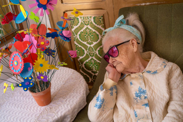 Elderly 90s old woman sleeping nap portrait