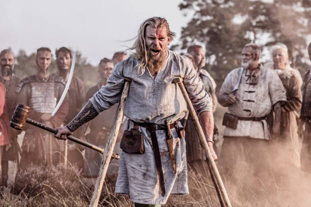 istock An individual viking warrior Jarl outdoors with his guards 1173607723