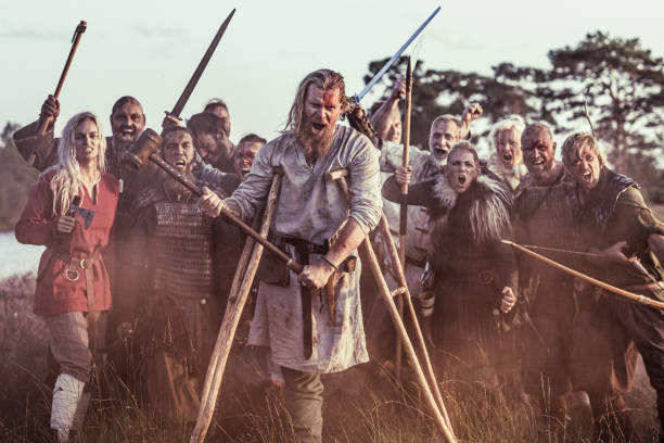 istock An individual viking warrior Jarl outdoors with his guards 1173607953