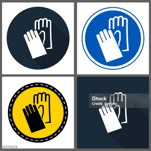 Hand Protection Background Symbol Wear Hand Protection Sign Isolate On White Background Vector ...