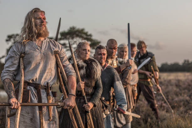 istock An individual viking warrior Jarl outdoors with his guards 1173608115