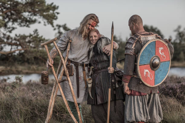 istock An individual viking warrior Jarl outdoors with his guards 1173608319