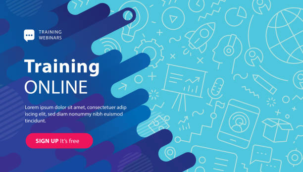 Webinar Training Online Banner Website banner depicting training online. learning patterns stock illustrations