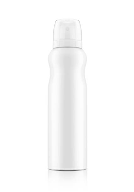 frasco de pulverizador de alumínio branco para o projeto de produto cosmético mock-up - deodorizing - fotografias e filmes do acervo