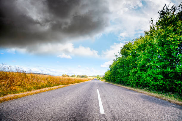 istock Asphalt road in a rural landscape 1173615159