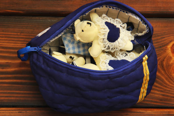 Stuffed toys on wooden background. Bears