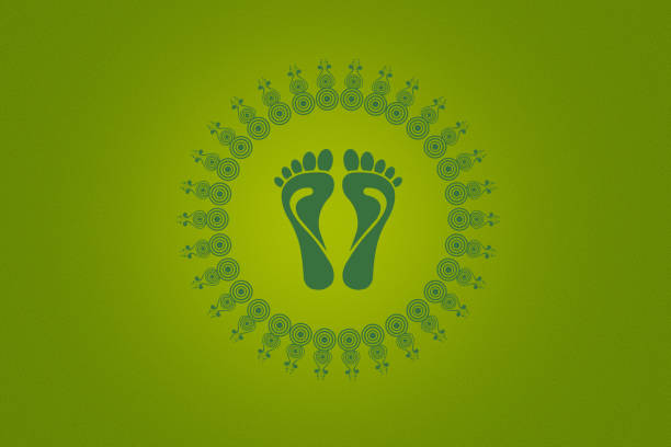 Environment friendly green footprints isolated on white background.