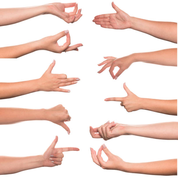 istock Set of woman's hand measuring invisible items 1173627087