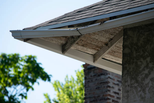 istock Damaged roof and gutter systems on a residential home 1173640020