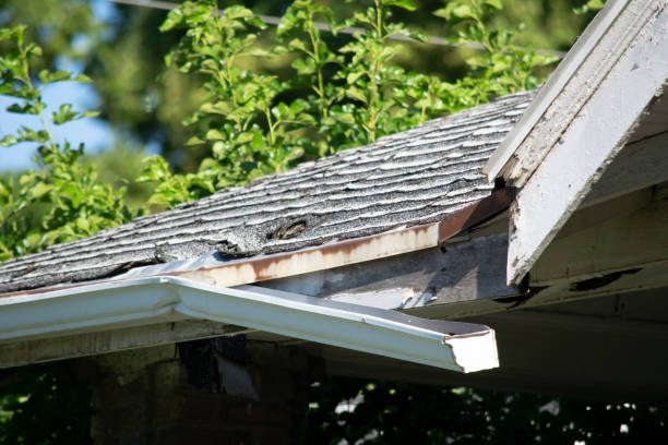 istock Damaged roof and gutter systems on a residential home 1173640025