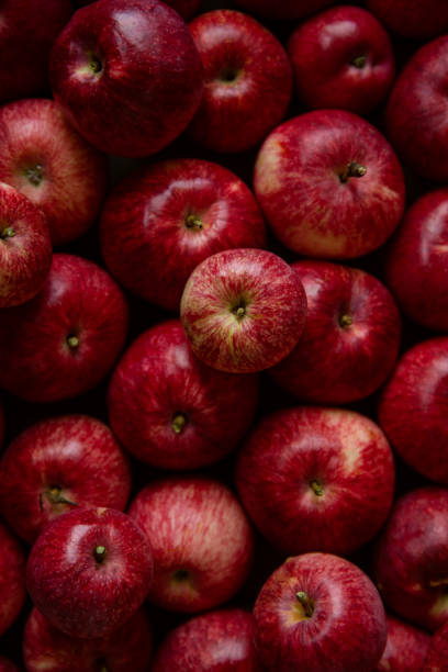 istock Autumn background. Ripe apples on table. Flat lay. 1173644994