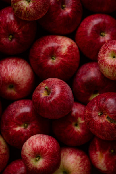 istock Autumn background. Ripe apples on table. Flat lay. 1173645012