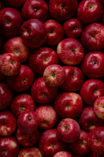 istock Autumn background. Ripe apples on table. Flat lay. 1173645023