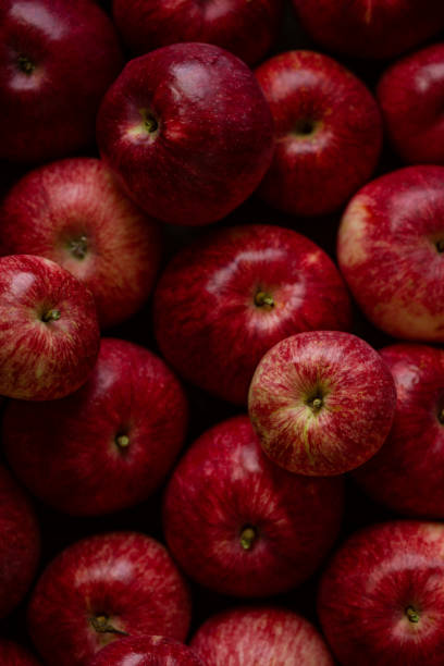 istock Autumn background. Ripe apples on table. Flat lay. 1173645035