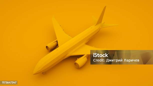 Plane Yellow Background Minimal Idea Concept 3d Illustration Stock Photo -  Download Image Now - iStock