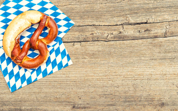 istock Bavarian bread pretzel Beer Fest background Vintage 1173648642