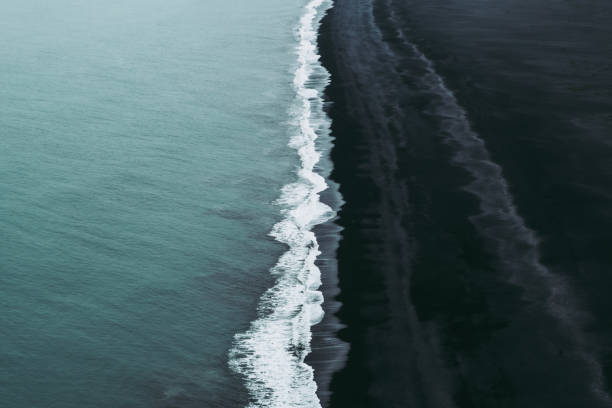 Splendid black sand beach in Vik, Iceland