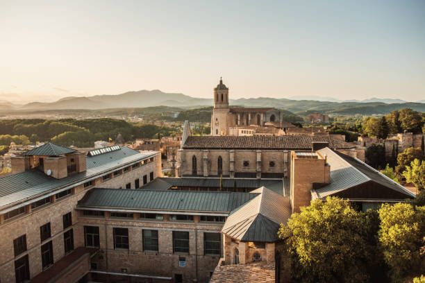Gerona at sunset as seen from above