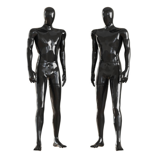 istock Two black faceless mannequin guys stand frontally. Isolated on a white background. 3D rendering 1173660945